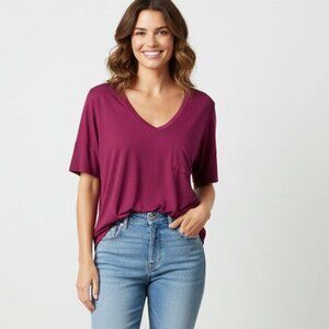 Aritzia Wilfred  Free Libre T-Shirt Oversized V-neck Short Sleeve Purple Size XS